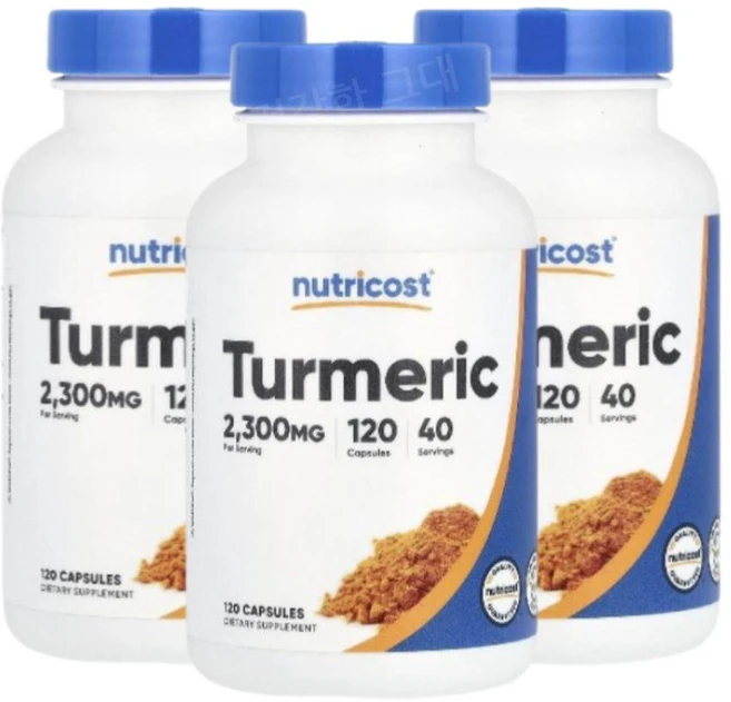 뉴트리코스트 튜메릭 터메릭 강황 2300mg 120캡슐 3개 투메릭 Tumeric, 120정 - 쿠팡