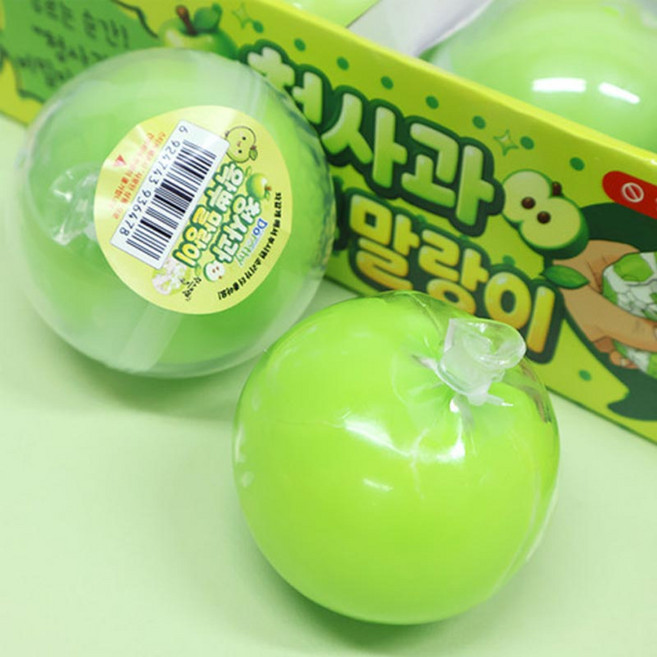 왁스볼 왁뿌볼 스퀴시 왁뿌 솜사탕 무지개 말랑이 스퀴시 크런치, 3개, 60g, 청사과