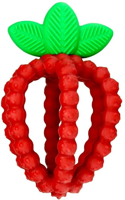 RaZbaby Bites 실리콘 아기 치발기 장난감 - 치발기 완화를 위한 질감 있는 베리 범프가 있는 감각 장난감 잡기 쉬운 과일 모양 BPA 프리 앞뒤 치아 진정 - 아기를, 레드 - 쿠팡