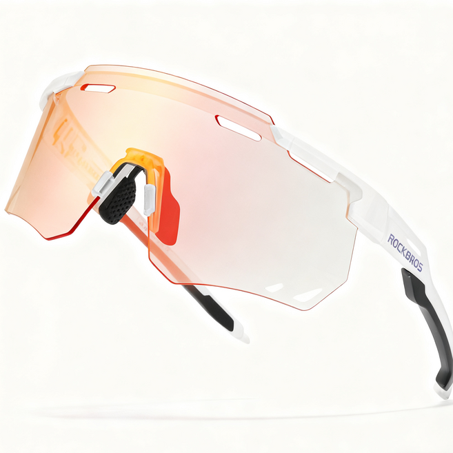 락브로스 SP323 경량화 사이클링 변색 편광 고글 + 안경 클립 케이스 세트, 클리어+ 샌드, 1개