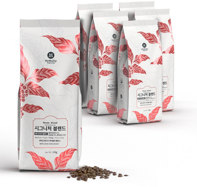 맥널티 시그니처 블렌드 1kg x 6(총 6kg), 6kg, 6개, 홀빈(분쇄안함)