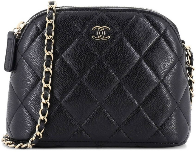 샤넬 중고 CC 돔 지퍼 체인 클러치 퀼팅 캐비어 미니 크로스 백