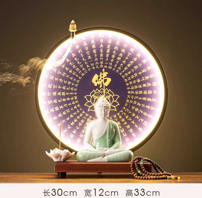 세라믹 석가모니상 재물운 풍수 불교상 부처상 부처님, 1개, (LED퍼플)그린