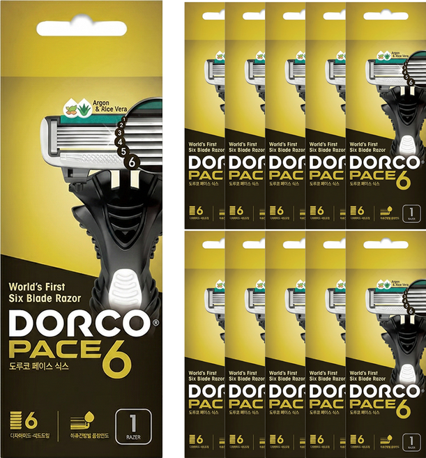 도루코 페이스 6 휴대용 면도기, 1개입, 10개