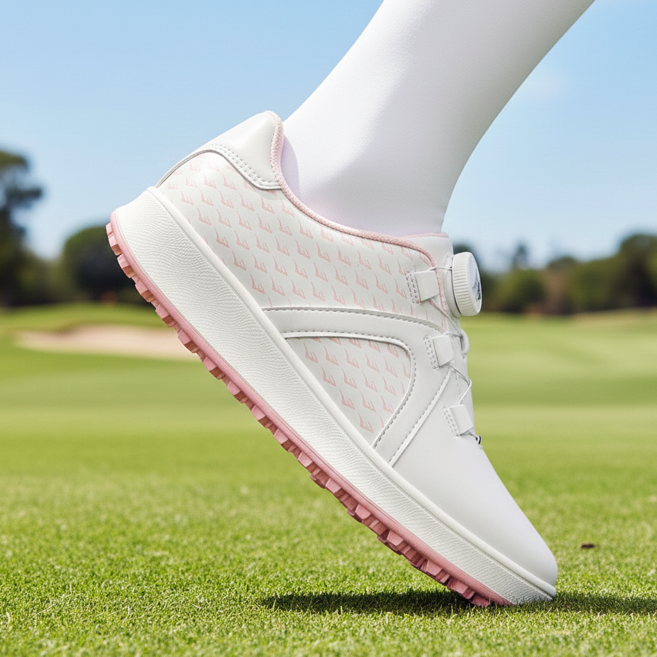 에버라스트 국산 소가죽 다이얼 스파이크 골프화 여성 발편한 쿠션 골프 경량 운동화 스니커즈 실내 스크린골프화