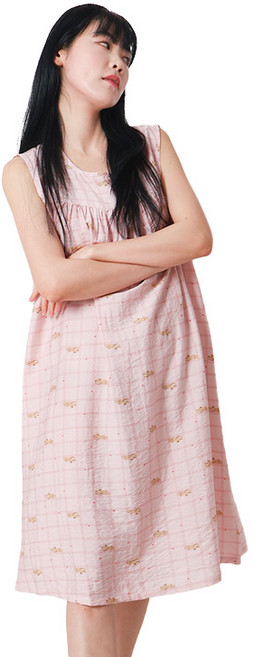 폭스 풍경인견 A타입 민소매 원피스 잠옷 E6 여성용