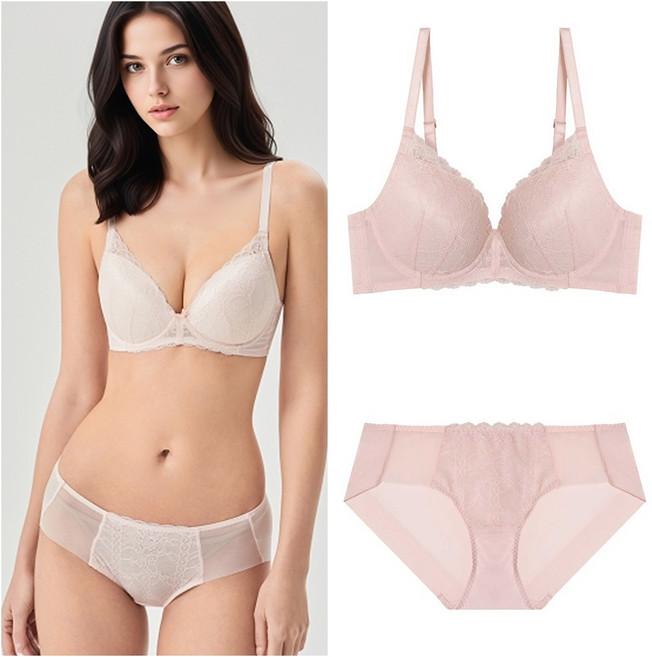 [에블린]MbyE_로맨티크 노와이어 세트 EBBRGA315H / 라이트핑크