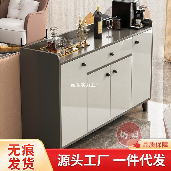 椿嶼 輕奢餐邊櫃，家用儲物櫃，客廳意式酒櫃，多功能廚房碗櫃, 【三門一抽】暖白色90*30*84cm,可調節層板 大容量儲物-來樣定製