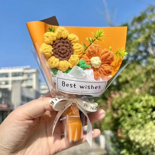 迷你毛線花束, 1個, 橙色