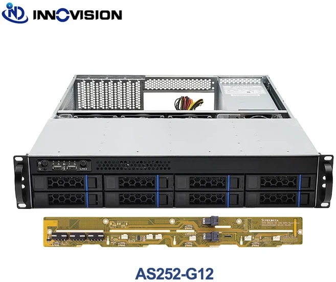 울트라 랙 스토리지 서버 케이스 표준 중복 전원 공급 장치 MATX 마더보드 NAS 섀시 2U 8Bay L520 mm 지지, 1