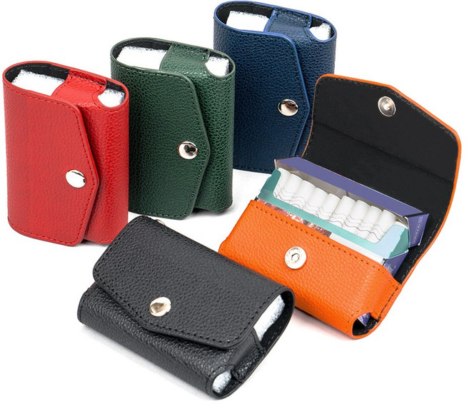 THE100% 테리아 케이스 컬러 레더핏 가죽형 궐련형 담배 믹스 핏 에임 릴 호환용, 1개, 블랙