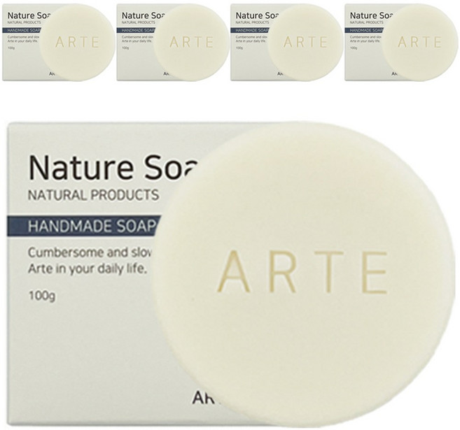아르떼 코코넛 저자극 세안 비누, 100g, 5개입