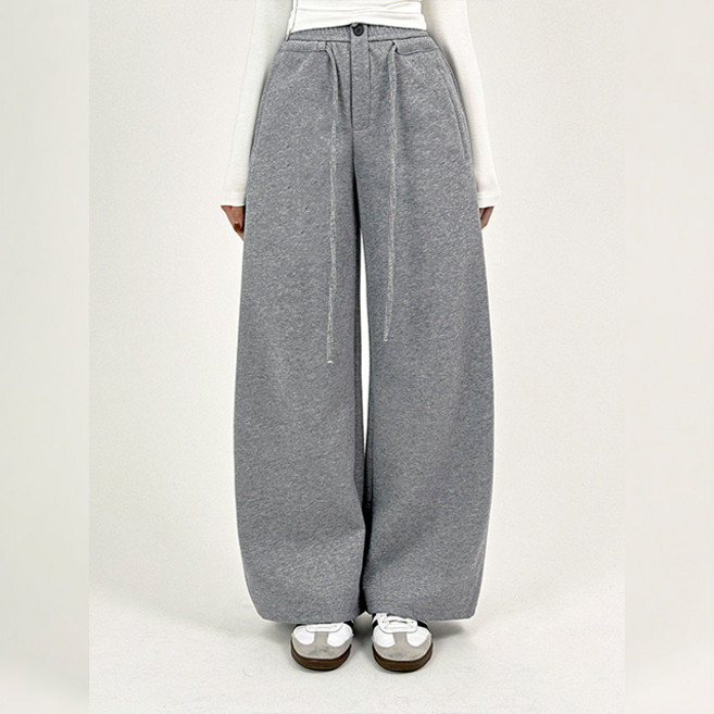 밴딩 페이크버튼 허리 스트링 와이드 트레이닝 팬츠