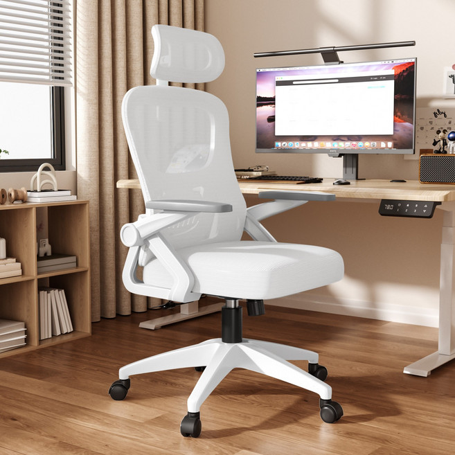 키루에 의자 컴퓨터의자 책상의자 사무용의자 학생 사무실의자 시디즈 공부의자 사무실 회의실 독서실 사무용 컴퓨터 의자 푹신한 메쉬 의자, 화이트 헤드레스트