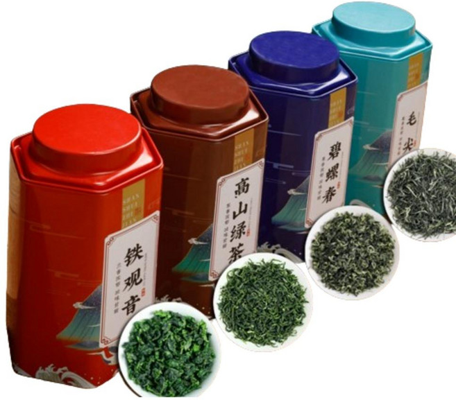 중국 4대 명차 세트 총 600g 벽라춘녹차 철관음 고산녹차 모첨차, 1개, 1개입