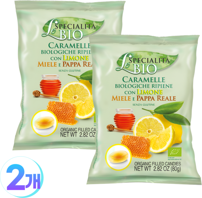 세라 유기농 레몬&허니 캔디 건강한 과일맛 과일시럽 캔디, 2개, 80g