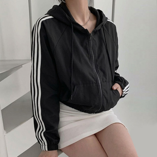 마이쏭 여성 간절기 오버핏 집업 프레피후드바람막이점퍼