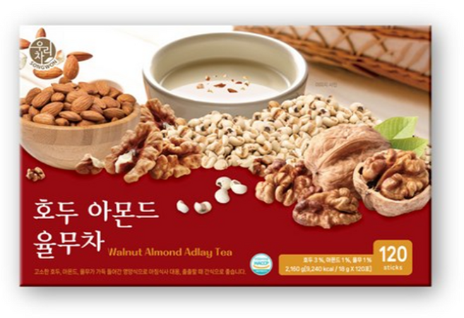 우리차 송원식품 호두 아몬드 율무차, 18g, 120개입, 8개