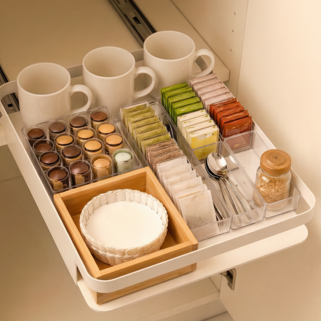 하우스브리즈 무타공 싱크대 주방 슬라이딩선반, 1개, 화이트