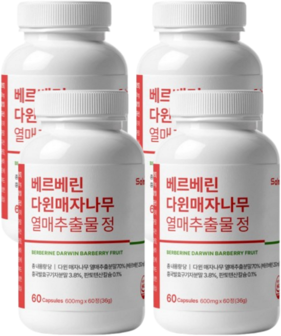 베르베린 다윈매자나무 열매추출물정 고함량/BERBERINE 252000ug, 60정, 4개