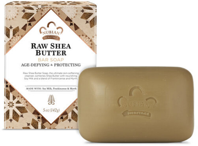 Nubian Heritage 로 시어 버터 솝 with 소이 밀크 프랭킨센스 & 미르, 1개입, 142g
