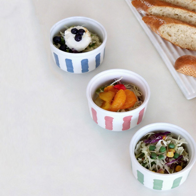 WHH 예쁜 원형 레머킨 종지 도자기 소스볼 세트, 4개, 그린