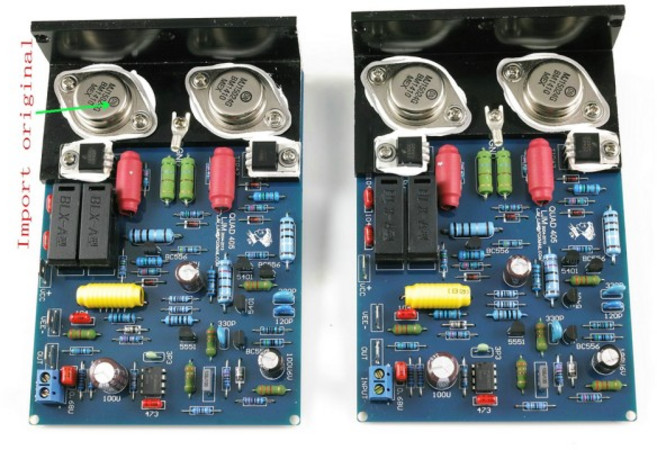 완제품 보드 듀얼 채널 앰프 앵글 알루미늄 QUAD405 CLONE MJ15024 100W 8R DIY 키트 한 쌍, [01] DIY kit