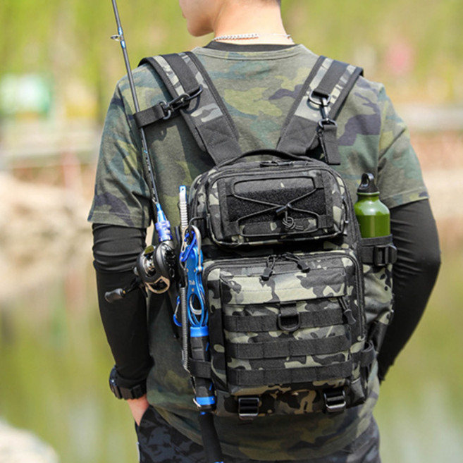 다용도 수납 공구 백팩 낚시가방, 그린