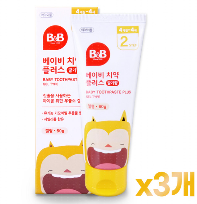 비앤비 베이비 오랄크린 2단계 딸기, 60g, 1세트