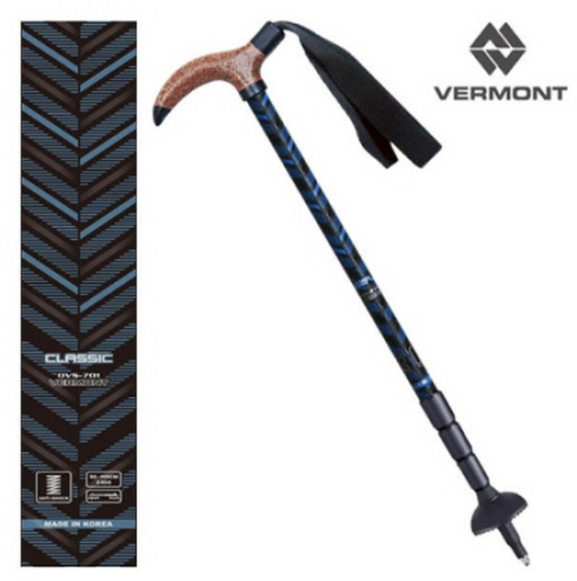 버먼트 국내제작 클래식 4단 T자 등산스틱 1개, 블루