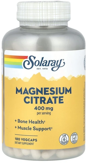 솔라레이 마그네슘시트레이트 400mg 베지 캡슐 180정(캡슐당 133mg), 1개, 180정 - 쿠팡