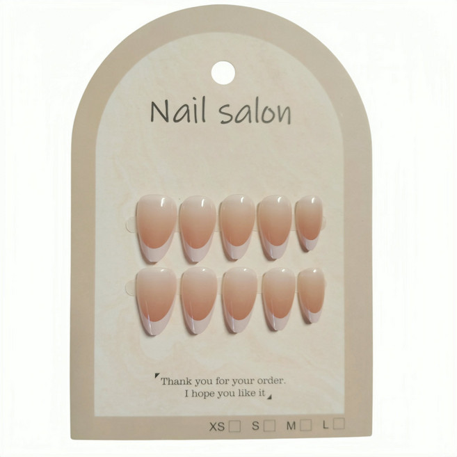 Nail salon 法式美甲片 M尺寸 簡易美甲, 24個, 17穿戴甲全號24片