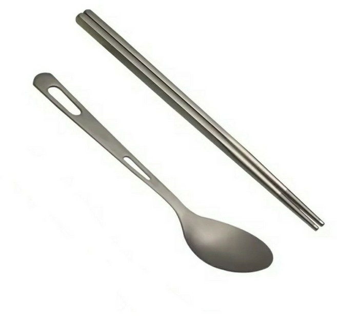 초경량 백패킹 등산 티타늄 수저 젓가락 세트, 1세트