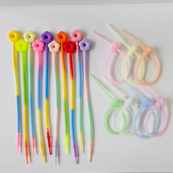 CASHMAL 실리콘 케이블타이, 랜덤발송, 플라워+야광별x17개 21.5ccm