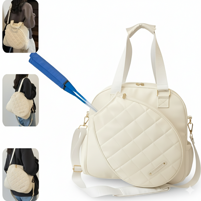 온새라핏 배드민턴 테니스 백팩 핸드백 숄더백 3in1 럭셔리 라켓 가방, 1개, 화이트베이지