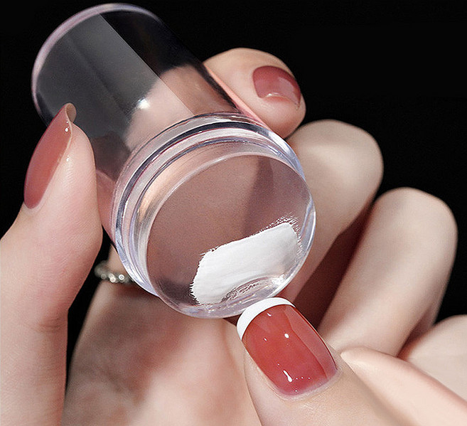 팬시온 셀프 프렌치 네일 스탬프 양면 꾹꾹이 젤네일 아트 재료 실리콘 도장 생화네일, 투명, 1개