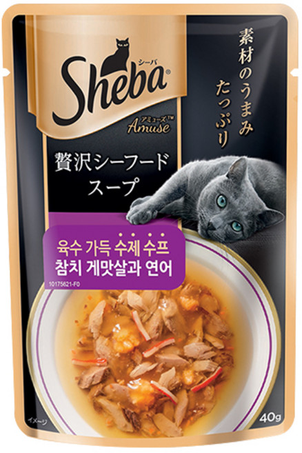 쉬바 수제 수프 고양이간식, 혼합맛(게맛살/연어), 40g, 1개