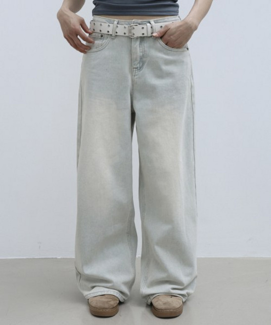 밀리언코르 9701 뮤트블루 와이드 데님팬츠