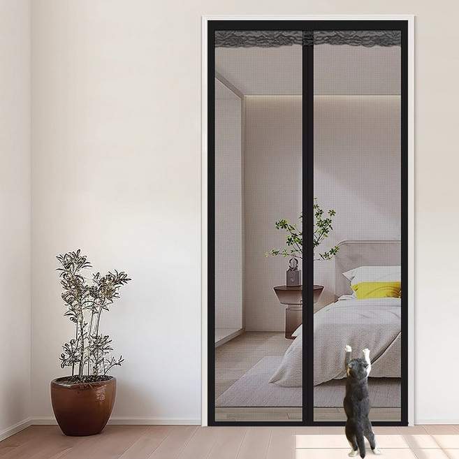 폴라도레 현관 방충망 찢어지지 않는 찍찍이 자석 모기장, 3번 - 블랙(프리미엄망)