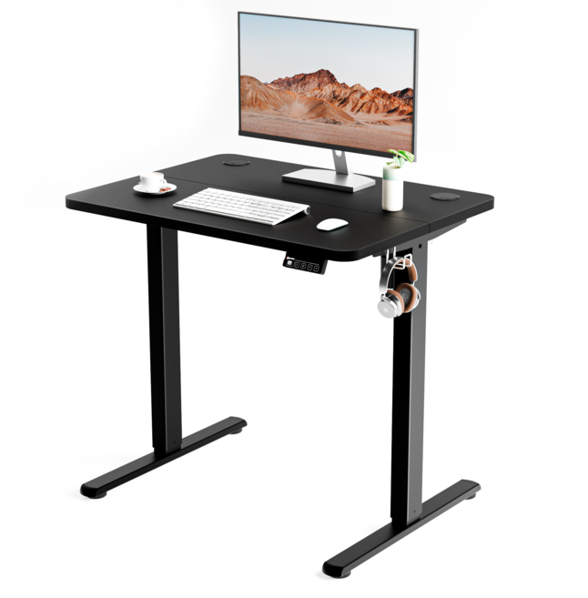 Ergomaker 높이조절 테이블 스탠딩 전동 데스크 공부 사무용 책상, 블랙
