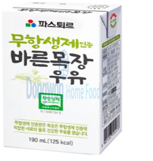 파스퇴르 무항생제 바른목장 우유, 190ml, 3개
