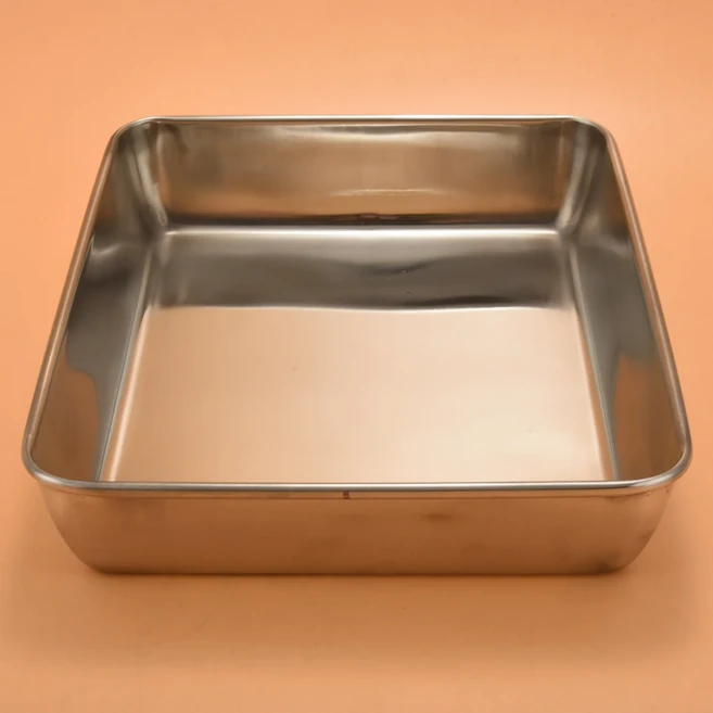 Y42A-라자냐 팬 2개 세트 직사각형 케이크 깊은 베이킹 시트 브라우니용 스테인레스 스틸, 01 Silver