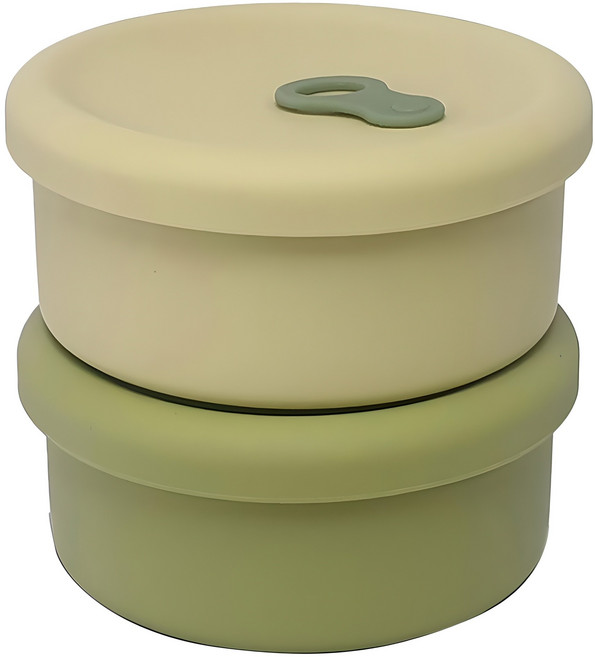 파미레 실리콘 스팀홀 원형 용기 세트, 1세트, 올리브 250ml + 라임 250ml