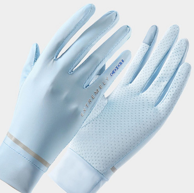 여성 자외선차단장갑 봄 여름 가을 등산 야외활동 골프 운전자 스마트폰터치 손가락 반장갑 연습용, 노출형, 스카이블루, 1개