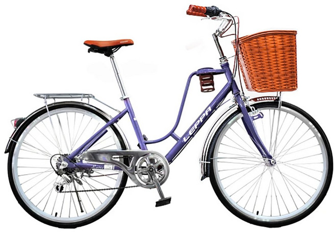 BIKEONE 城市淑女咖啡車 SHIMANO 6段變速 復古時尚菜籃款, 深紫,26吋, 1個
