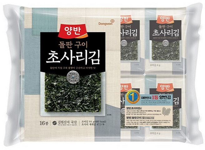 양반 돌판구이 초사리김, 4g, 80개