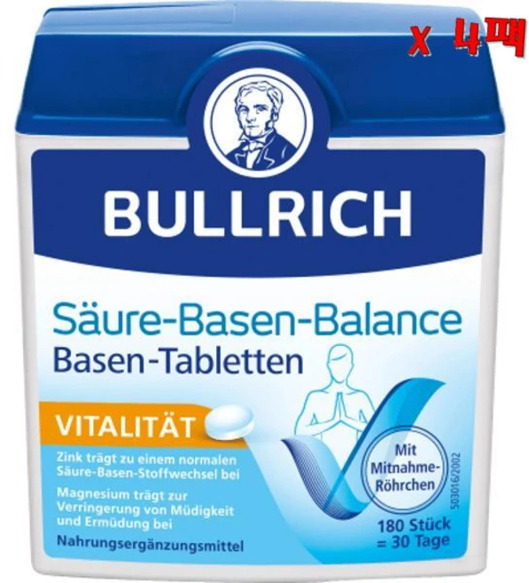 Bullrich 불리치 소금 Acid-Base 180정 X4통, 4개 - 쿠팡
