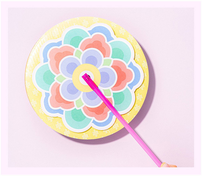 mi 민화샵 종이 미니굴렁쇠 만들기 약 20x38cm 즐거운 추억 직접 만든 굴렁쇠 꾸미기 운동능력 균형감각, 단품