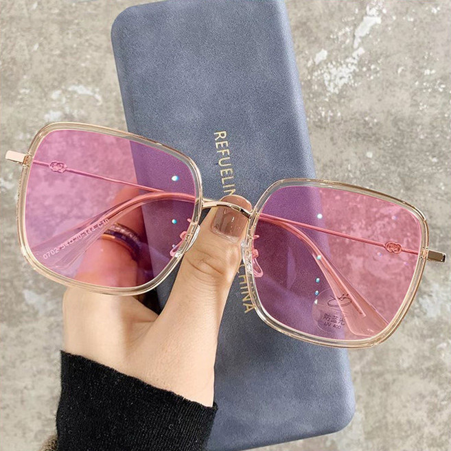 DZX 남녀 공용 오버사이즈 변색 패션 안경 기본 패션 블루라이트 차단 선글라스