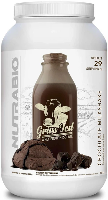 뉴트라바이오 그래스 페드 웨이 프로틴 아이솔레이트 초콜릿 밀크셰이크, 1개, 907g - 쿠팡